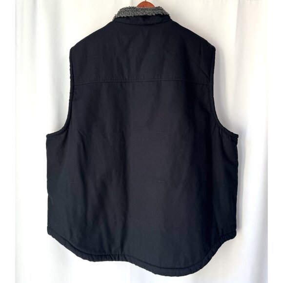 Lee Workwear Vest Mens XXL Sherpa Lined Canvas Black Full Zip Pockets - Picture 2 of 9